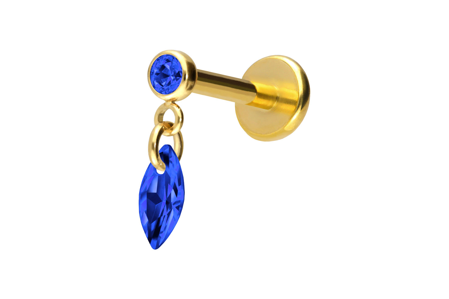 Titan Labret Piercing mit Push Fit KRISTALLOVAL